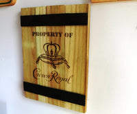 Crown Royal Whiskey Barrel Sign - Rustic Wooden Crate Whiskey Laser Engraved Sign