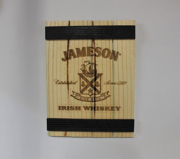 Jameson Whiskey Barrel Sign - Rustic Wooden Barren Whiskey Laser Engraved Sign - 14" tall x 10.5" wide