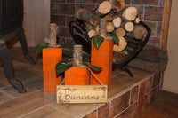 Wood Pumpkins & Sign - Fall Porch Decor (Set of  4), 4x4 Pumpkins, Thanksgiving Decorations- Halloween Decorations, Personalized Sign