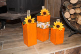 Set of 3 Wood Pumpkin Sunflower Set - Fall Porch Decor (Set of  3), 4x4 Pumpkins, Thanksgiving Decorations- Halloween Decorations
