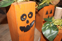 Jack-o-Lantern Wood Pumpkin Set - Fall Porch Decor (Set of  3), 4x4 Pumpkins, Halloween Decorations