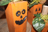 Jack-o-Lantern Wood Pumpkin Set - Fall Porch Decor (Set of  3), 4x4 Pumpkins, Halloween Decorations