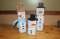 Snowman Family Set - Winter Porch Decor (Set of 9 pieces), 4x4 Snowman, Christmas Decorations
