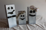 Wood Ghost Set - Halloween Porch Decor (Set of 3), 4x4 Ghost, Halloween Decorations