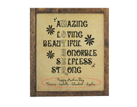 Mothers Day Inspirational Word Art Sign Laser Engraved, Personalization Optional