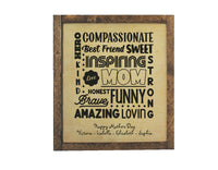 Mothers Day Word Art Sign Laser Engraved, Personalization Optional