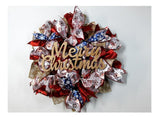 Handmade Burlap Snowflake Wreath Personalized - Free Shipping - Ben & Angies Gifts