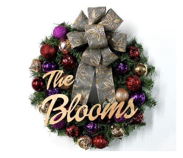 Handmade Purple, Maroon, Gold Christmas Personalized Wreath , Handmade - Free Shipping - Ben & Angies Gifts
