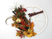 Handmade Wagon Wheel Fall/Thanksgiving Personalized Wreath - Ben & Angies Gifts