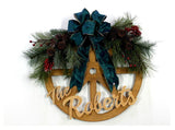 Wagon Wheel Wreath, Christmas Wagon Wheel Wreath, Winter Wreath, Personalized Wreath, Handmade - Free Shipping - Ben & Angies Gifts