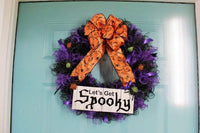 Halloween Spider Wreath with wood sign Lets Get Spooky, Handmade Wreath, Halloween Wreath - Free Shipping - Ben & Angies Gifts