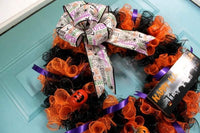 Halloween Jack-o-Lantern Wreath, Deco Mesh Wreath, Pumpkin Wreath, Halloween Wreath - Free Shipping - Ben & Angies Gifts