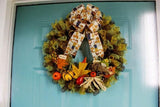 Fall Harvest Wreath, Thanksgiving Wreath, Deco Mesh Wreath, Scarecrow Wreath with Large Bow - Free Shipping - Ben & Angies Gifts