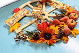 Hello Fall Wagon Wheel Wreath, Thanksgiving Wreath, Wagon Wheel Wreath, Handmade Wreath - Free Shipping - Ben & Angies Gifts