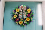 Flower Wreath, Spring Wreath, Summer Wreath, Deco Mesh Wreath - Free Shipping - Ben & Angies Gifts