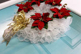 Poinsettia Wreath, Christmas Wreath, Deco Mesh Wreath - Ships Free - Ben & Angies Gifts