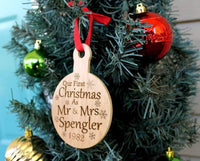 Our First Christmas As Mr & Mrs Ornament including, Laser Etched Ornament, Personalized Christmas Ornament - Ben & Angies Gifts