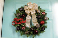 Handmade Christmas Wreath with colorful Christmas ball ornaments - Ships Free - Ben & Angies Gifts