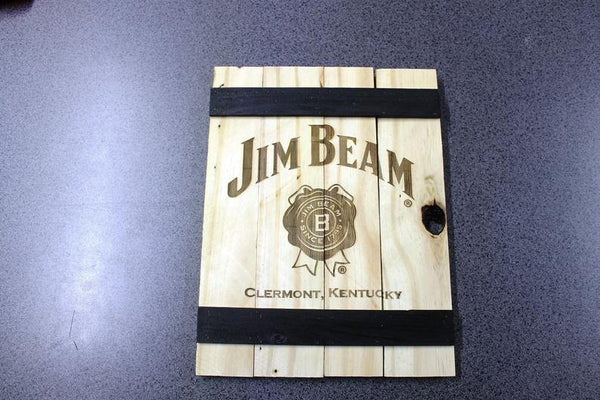Jim Beam Whiskey Barrel Sign - Rustic Wooden Barren Whiskey Laser Engraved Sign - Ben & Angies Gifts