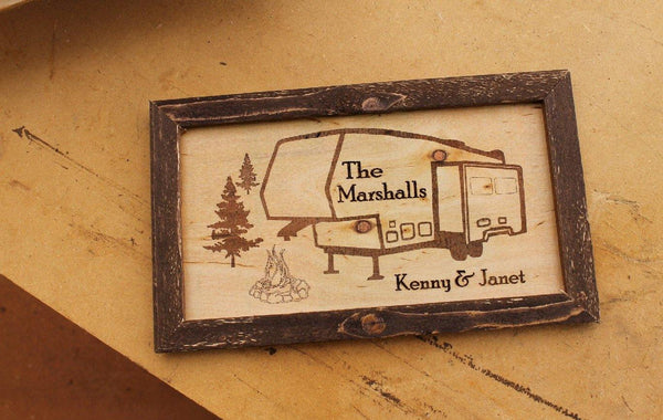5th Wheel Camper Sign, Laser Etched Personalized Camper Sign - Ben & Angies Gifts