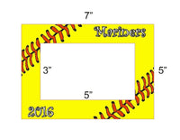 Softball Seams Acrylic 5x7 Picture Frame - Team or Individual - Personalize Free - Ben & Angies Gifts